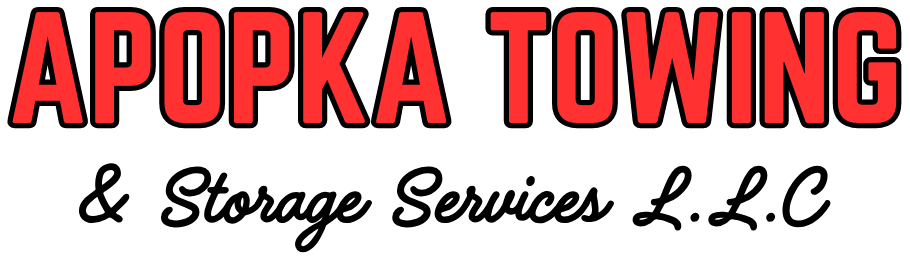 Apopka Towing & Storage Services logo red letters and black letters